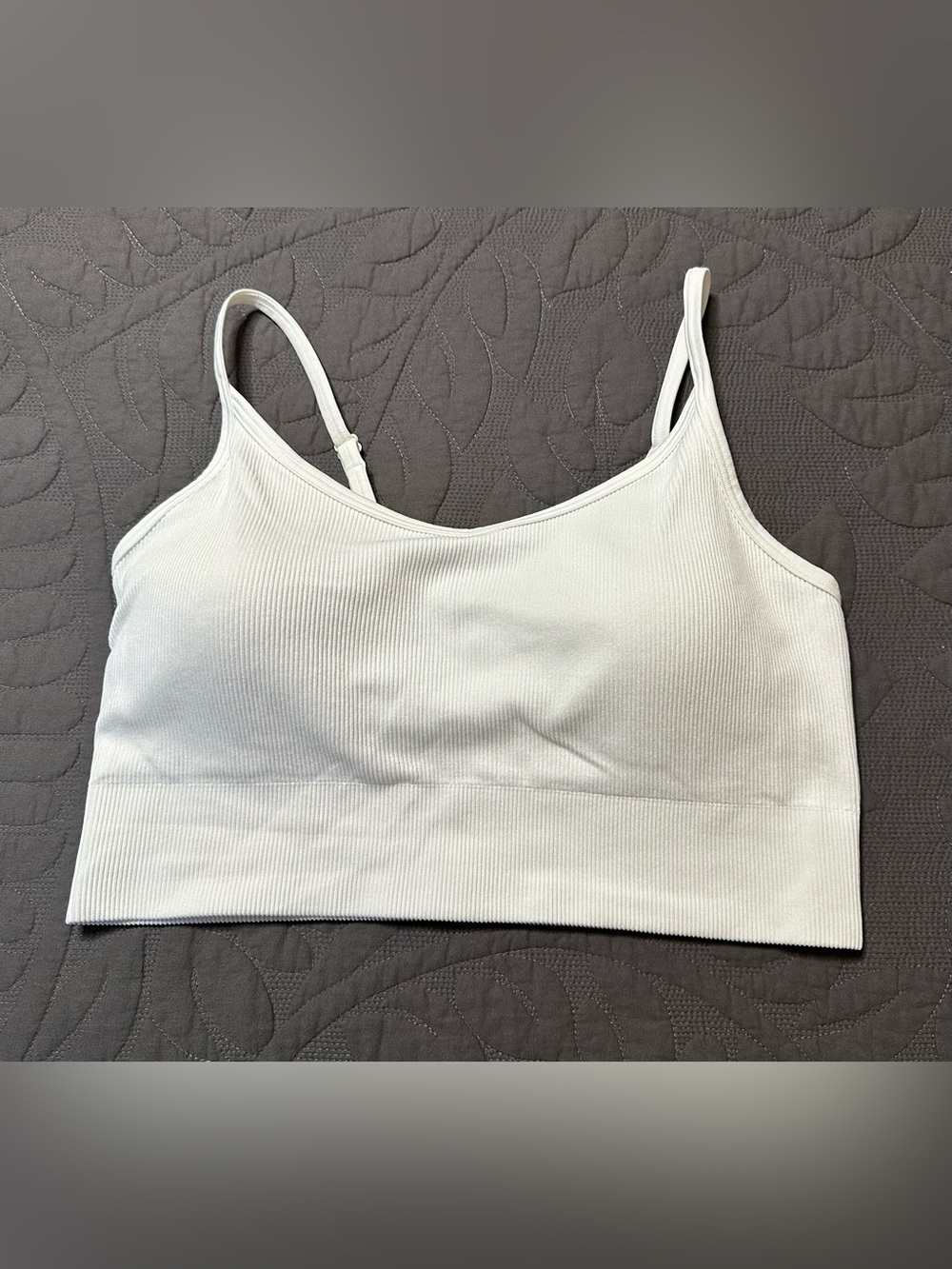 Uniqlo White/Off-White Ribbed Stretch Bralette Tank